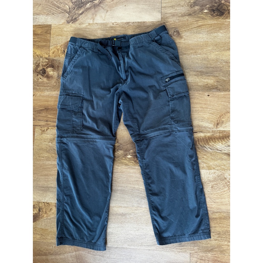 BC Clothing Mens Convertible Cargo Hiking Pants Gray Zip Shorts Belted  XXL x 30